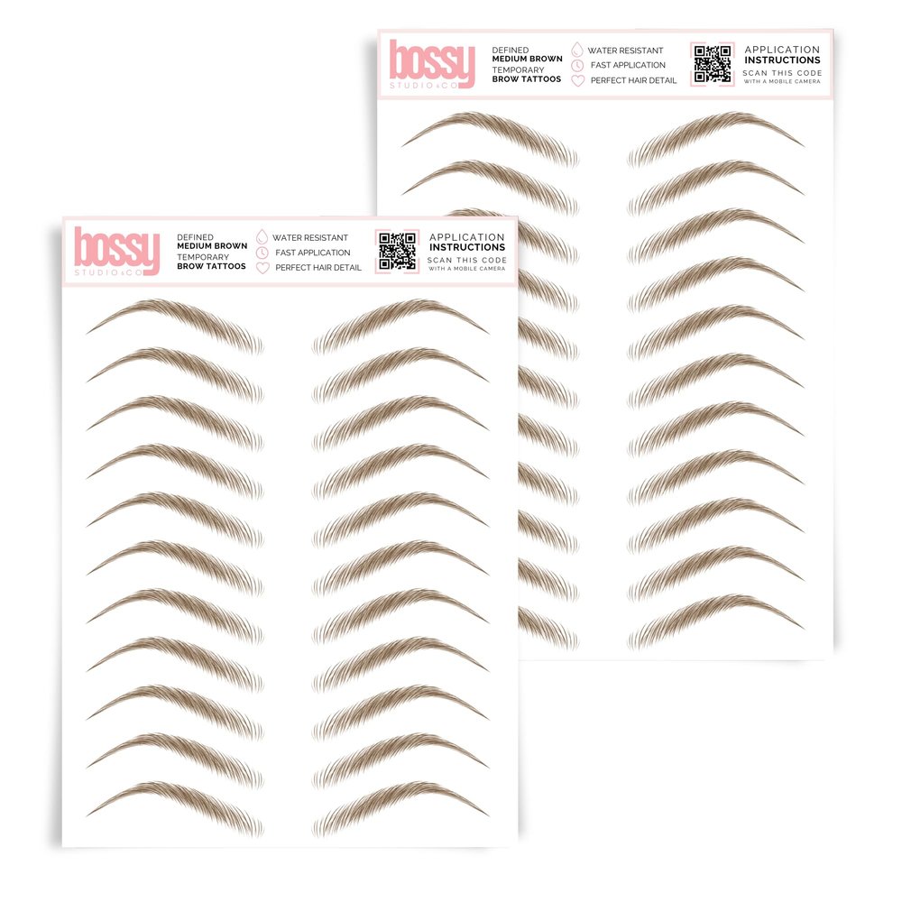 2 Pack Temporary Eyebrow Tattoos Waterproof Eyebrow Stickers, False Tattoos Hair Like Peel Off Instant Transfer Brows For Women And Men | Natural Strokes, Shaping (chic, ginger)