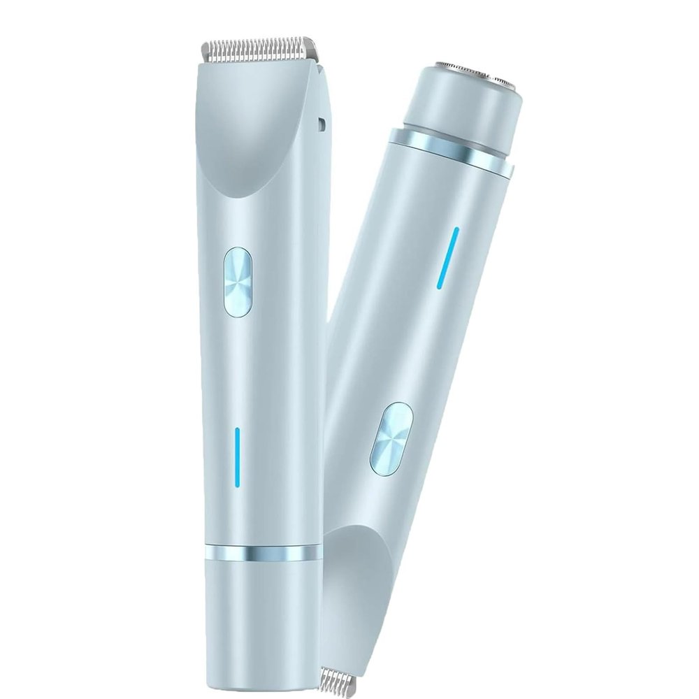 Dermave Bikini Shaver Dual Head Multi-Purpose Hair Trimmer 2-in-1 USB Charge Dermavel Trimmer 2.0 Dermawave Iui Beauty Shaver for Women (Blue-1pcs)