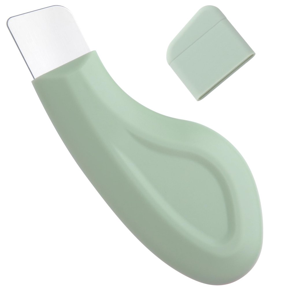 BEIQIYA Manual Face Scraper Tool, Metal Facial Spatula with Silicone Lid, Nose Scraper for Men & Women- Green