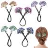 5 PCS Crystal Hair Bun Maker Peacock Shape Twist Hairstyle Bun Fashion Lazy Hair Curler Elegant Rhinestone Hair Clips Bun Maker for Long Hair, Easy Fast Snap Roll Hair Tool for Women Girls 2 Styles view 1