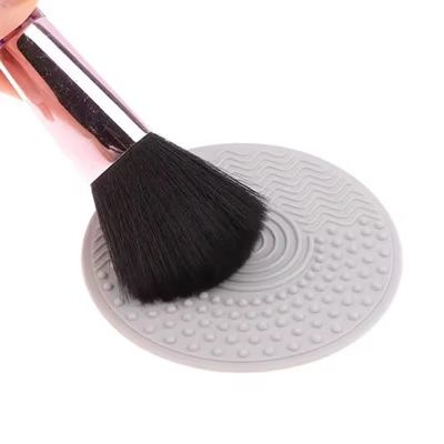 2 Pieces Silicone Makeup Brush Cleaner, Cosmetic Brush Scrubber Mat Pad Cleaning Tool (Grey & Pink)
