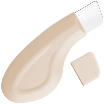 BEIQIYA Manual Face Scraper Tool, Metal Facial Spatula with Silicone Lid, Nose Scraper for Men & Women- Beige