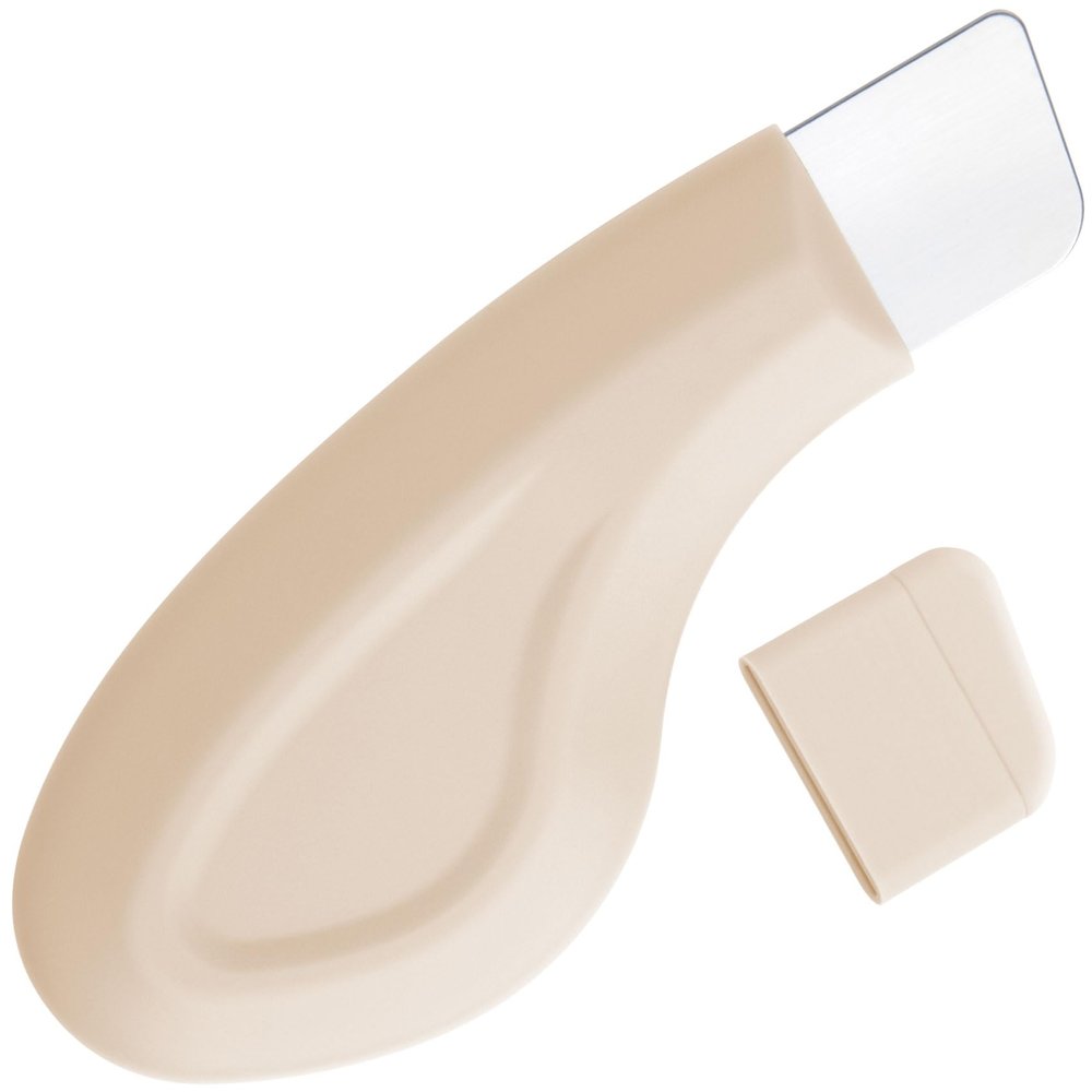 BEIQIYA Manual Face Scraper Tool, Metal Facial Spatula with Silicone Lid, Nose Scraper for Men & Women- Beige