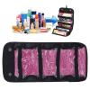 2PCS Roll up Makeup Bag, 4 in 1 Cosmetic Bag Foldable Makeup Bag Clear Makeup Organizer Bag Hanging Toiletry Bag for Women Men (Black) view 4