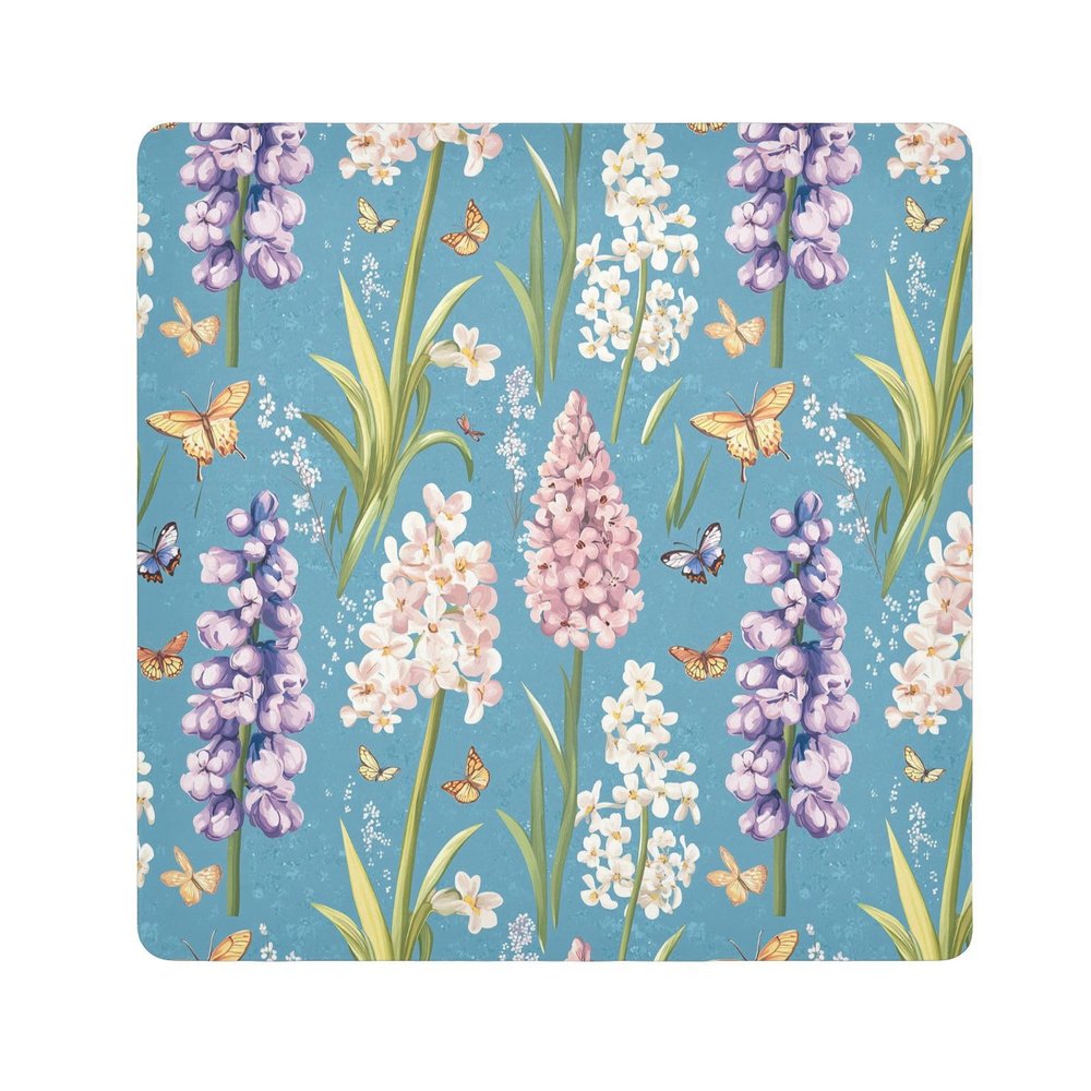 KLL Spring Flowers Butterflies Bees Blue Toiletries Pouchs Camera Lens Cloth Magic Self-Adhesive Toiletry Organizer Travel Wrap 21.7 X 21.7 Wrapper Cosmetic Organizers For Travel