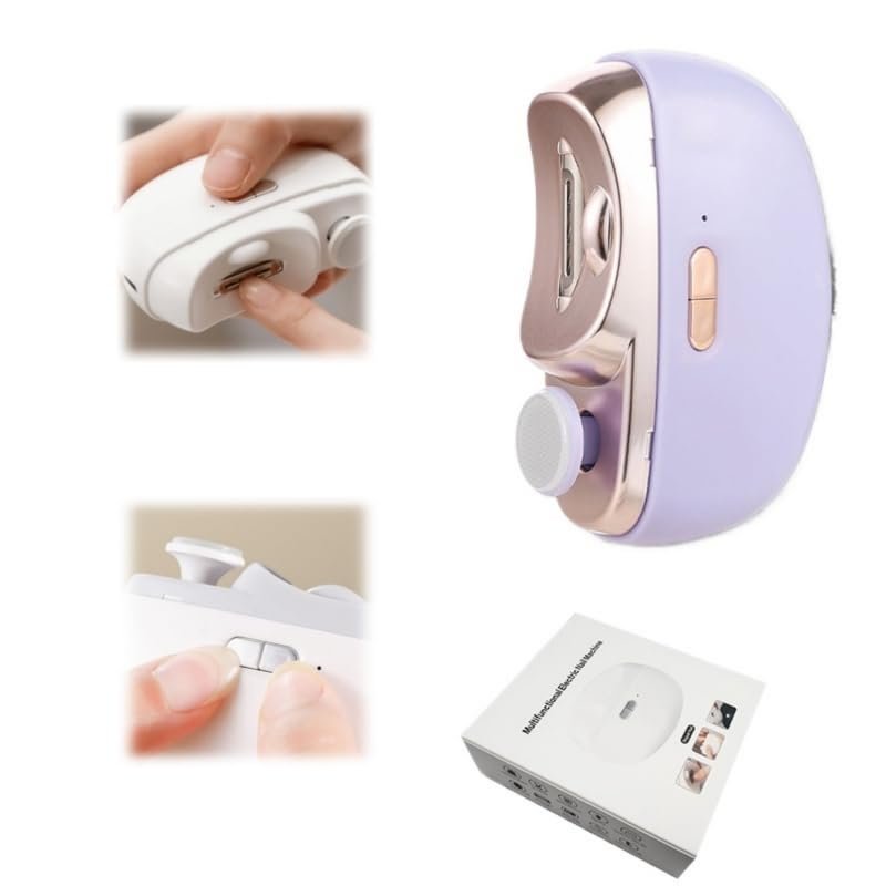 3-in-1 Electric Nail Clipper & Polisher for Seniors, Adults, Babies  Automatic Nail Trimmer with Collector, 2 Speeds, Safe & Portable Grooming Tool (Purple)