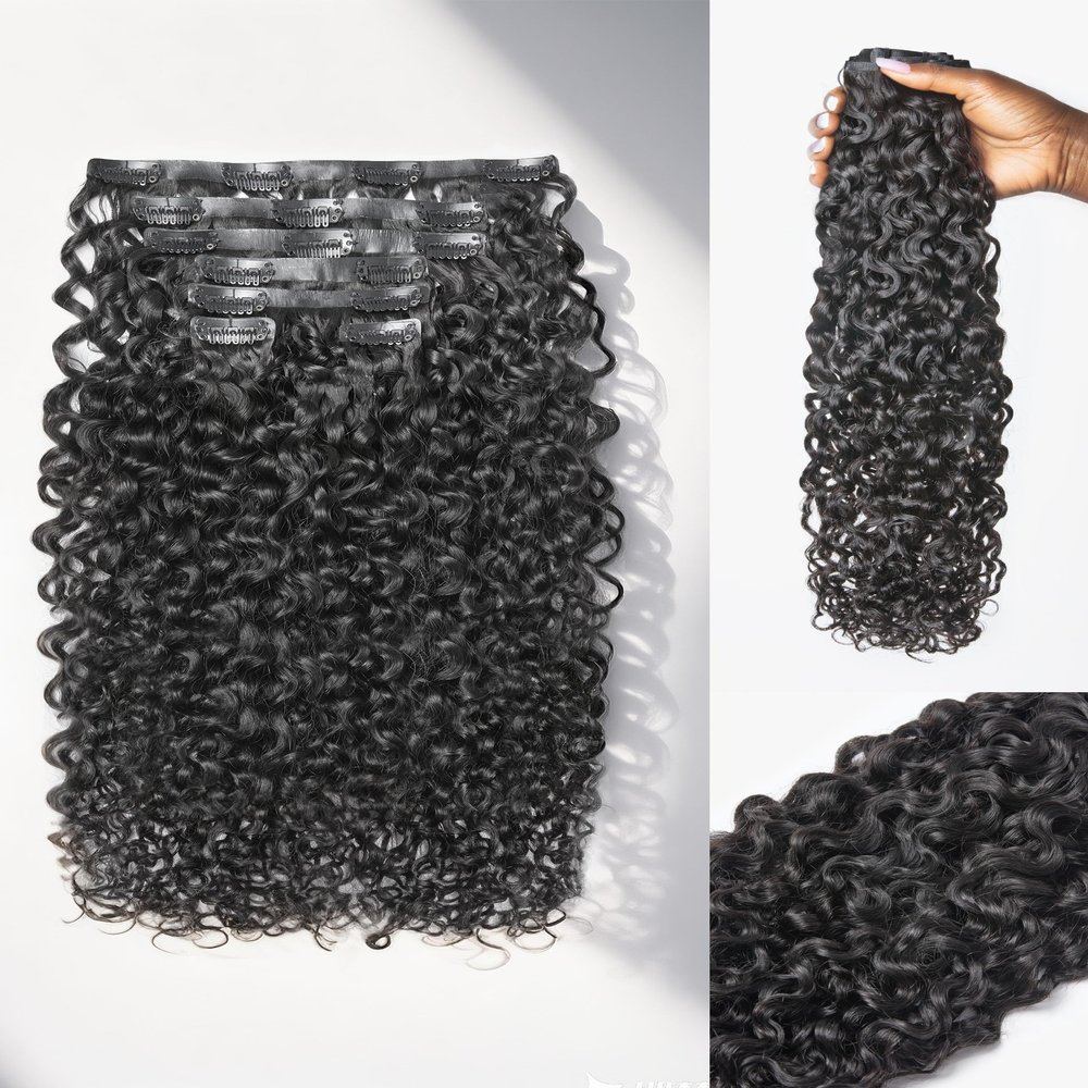 LUVME Burmese Curly Clip in Hair Extensions Real Human Hair Messy Curly Clip Ins Fullness with 1 Pack for Women Brazilian Remy Human Hair Natural Black 135g 14Inch