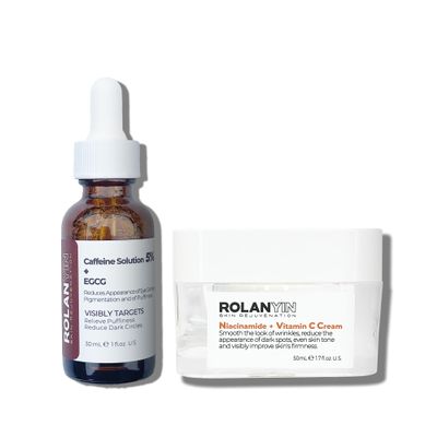 ROLANYIN Caffeine Solution 5% + EGCG Eye Serum and Niacinamide + Vitamin C Cream