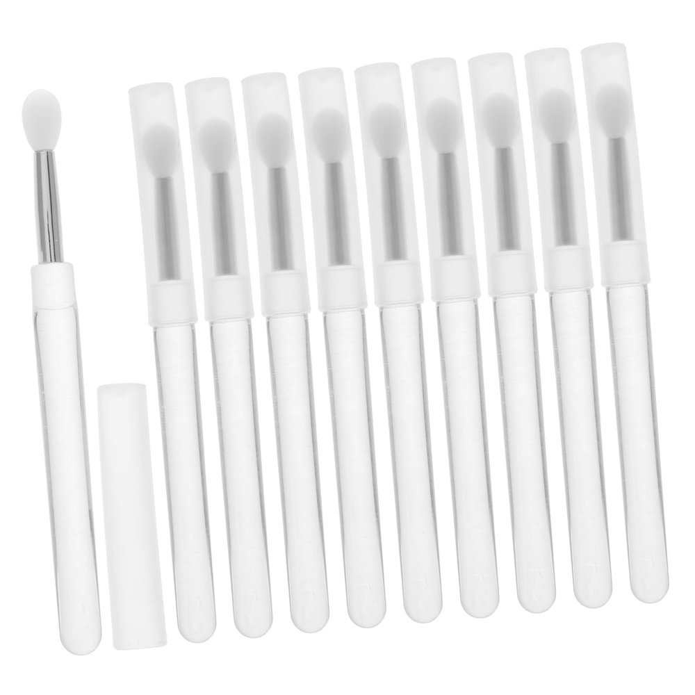 Healeved 10pcs Mini Portable Silicone Lip Brush Set Reusable Lipstick Applicators with Lids for Lip Balm and Makeup Easy to Clean and Travel-friendly