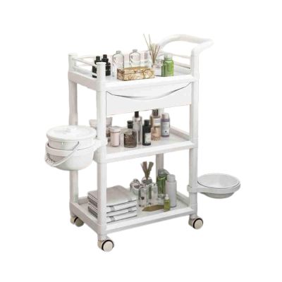Barbershop Beauty Trolley Storage Trolley with Drawer Wheeled Trolley Rack with Drawer,Bucket Cleansing Basin 4 360 Swivel Casters,Easy to Move,Suitable for Salon Spa Tattoo(Color 4)