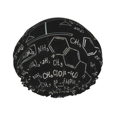 Abstract Science Chemistry Illustration 3D Print women Shower Caps Bath Cap Reusable Waterproof Double Layers Hair Cap Comfort