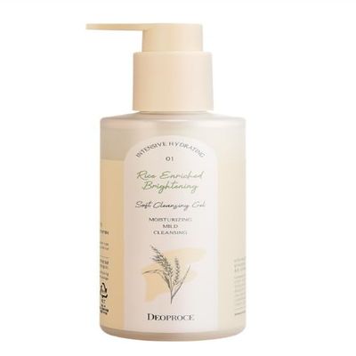 Deoproce Rice Enriched Brightening Soft Cleansing Gel | Gentle & Hydrating Face Cleanser for Radiant Skin | 200ml