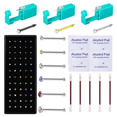 Nose Ear Piercing Kit - 3 Pack Self Nose Piercing Gun, Disposable Safety Ear Nose Percinging Kit with Mixed 1.5/2/2.5mm,Ear Cartilage Helix Jewelry Nose Stud Nose Piercings Gun Kit Tool