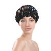 American Flag Firework Print women Shower Caps Bath Cap Reusable Waterproof Double Layers Hair Cap Comfort view 2