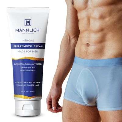 Hair Removal Cream for Men (100ML/3.4 Oz) | Painless, Faster, Soothing for Unwanted Coarse Pubic Hair, Intimate/Private Hair Removal Cream, Suitable For All Skin Types (Pack of 1)