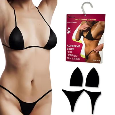 Seskytan Adhesive Bikini for Spray Tan Solution 3-Pack Brazilian Self Tanning Bikini Tape for Flawless, Streak-Free Tan Lines Gentle, No-Slip Fit for Sun, Spray & Bed Tanning For All Skin Types