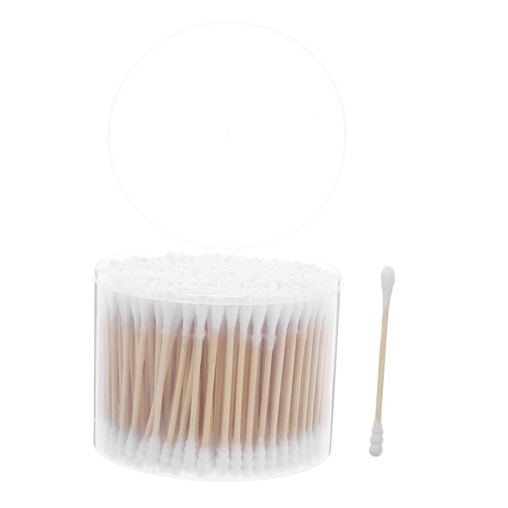 KICHOUSE 500pcs Medical Grade Cotton Buds Wooden Sticks for Lip Gloss Applicators Ear Swabs Pet Cleaning and Reusable