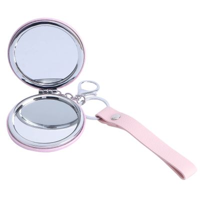 Portable Keychain Mini Makeup Mirror Folding Double-Sided Handheld Mirror for Travel Compact Round Design Keyring Pendant