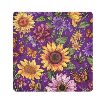 Yoogain Customizable Autumn Flowers Sunflower PurpleTravel Cosmetic Bag Cloth Magic Self-Adhesive Toiletry Organizer Travel Wrap 21.7 X 21.7 Wrapper Organizer Bags For Women