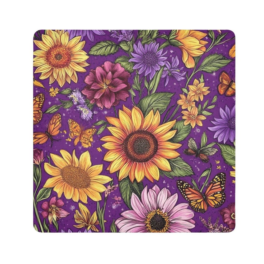 Yoogain Customizable Autumn Flowers Sunflower PurpleTravel Cosmetic Bag Cloth Magic Self-Adhesive Toiletry Organizer Travel Wrap 21.7 X 21.7 Wrapper Organizer Bags For Women