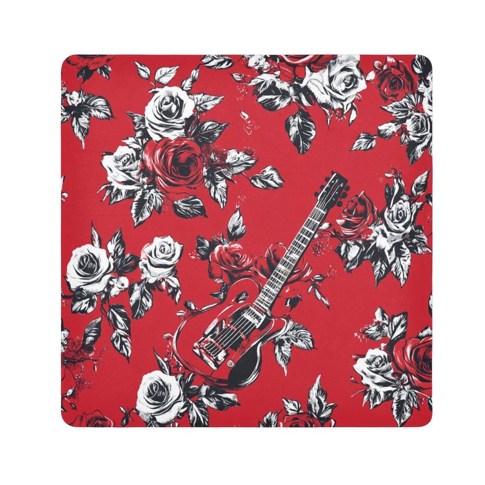 Yoogain Customizable Red Guitar RoseTravel Pouchs Cloth Portable Cosmetic Travel Bag Organizer Wrap 21.7 X 21.7 Wrapper Organizer Bags For Women