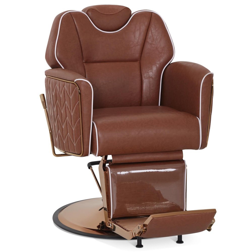 BarberPub Classic Barber Chair, Both Sides Hand Levers for Left-Handed Users, All Purpose Hydraulic Reclining Salon Chair of Hair Stylist, Barbershop, 9274 (Brown)