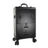 Makeup Train Case Beauty Trolley Case, Makeup Trolley Professional Beauty Trolley On Wheels with 2 Drawers Lockable Cosmetic Vanity Case Hairdressing Trolley, Beauty Nails Case, Aluminium Make Up Cas view 1