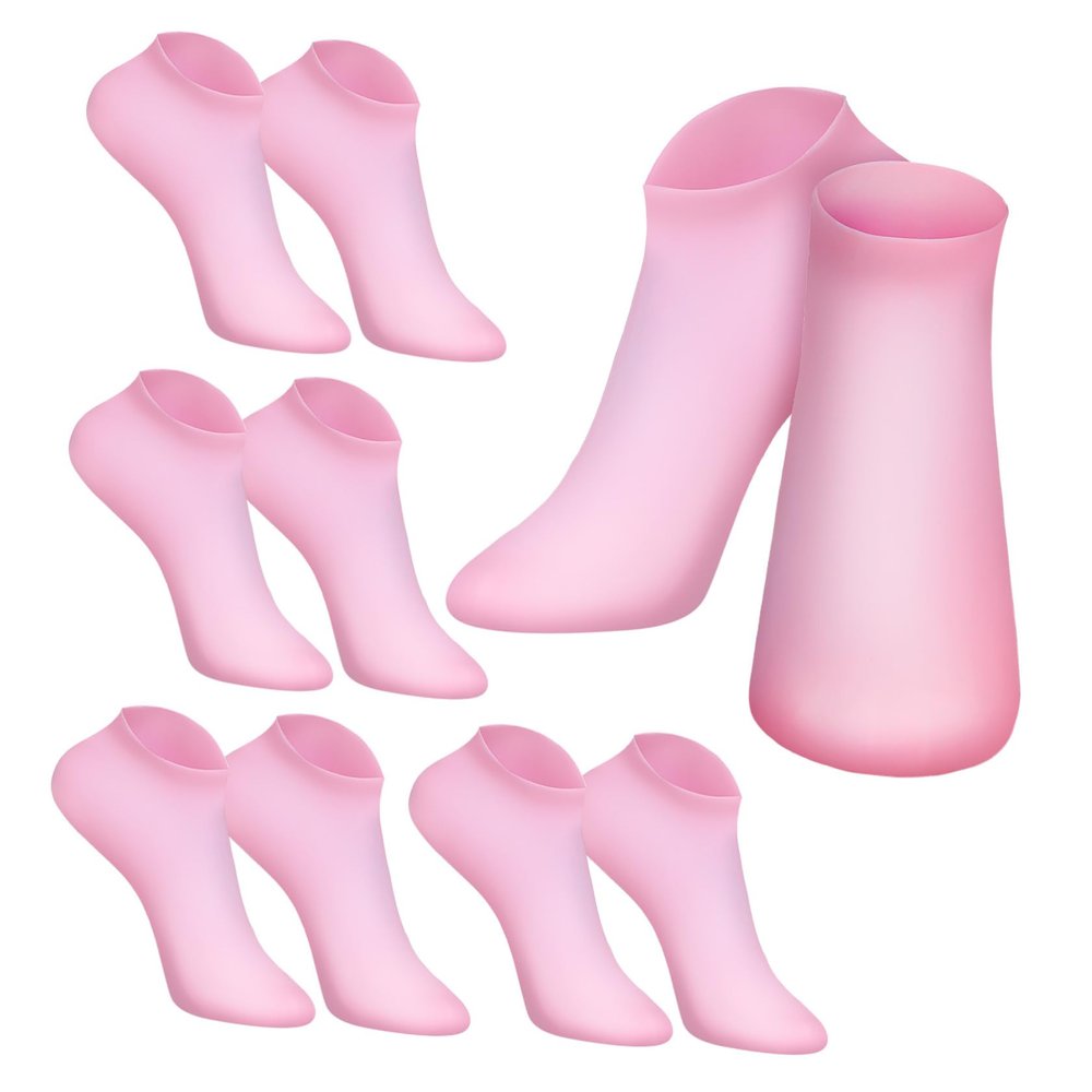 Mikinona 5pairs Silicone Moisturizing Foot Socks for Women Gel Socks for Dry Cracked Feet Reusable and Washable for Comfort