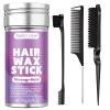 SWEET VIEW Hair Wax Stick & Slick Back Hair Brush for Tame Flyaways, Frizz, Sleek Ponytail, Buns | Pomade/Balm/Gel Stick for Woman, Styling Accessories for Girls view 1