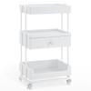 BarberPub Salon Trolley Cart with Lockable Wheels, Salon Cart with Drawer, Storage Trolley for Barber Shop, Spa 2086 (White) view 1