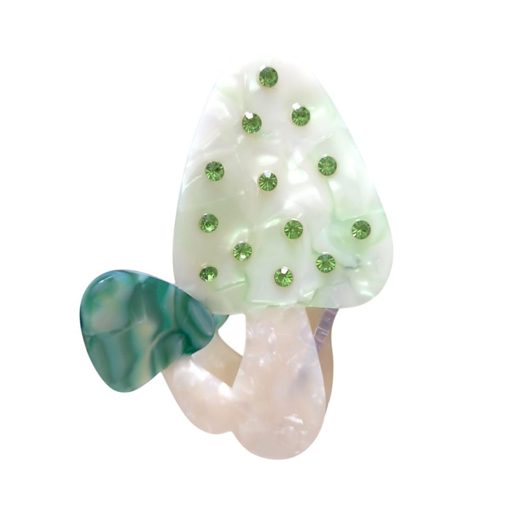 Fancy Mushroom Hair Clip,Novelty Acetate Claw Clips,Small Hair Clips for Women,Funny Hair Clips,Green