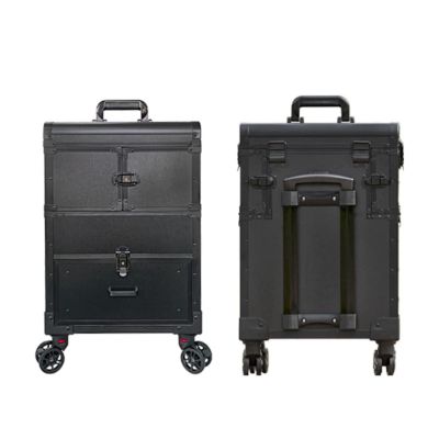 LaYaQbin Makeup Train Case Rolling Makeup Case, Multi-Functional Cosmetic Train Case Large Trolley Storage Case, Aluminium Make Up Case, Artist Makeup Train Case Cosmetic Organizer