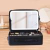LaYaQbin Makeup Train Case Makeup Train Case with Mirror and Light 3 Color Adjustable Brightness PU Leather Professional Cosmetic Train Cases with Adjustable Dividers view 2