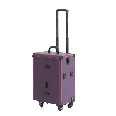 Makeup Train Case Beauty Trolley Case, Rolling Makeup Train Case, Aluminium Make Up Case,Large Storage Professional Cosmetic Trolley Makeup Travel CaseRolling Makeup Train Case with Drawers Black (C