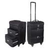 Makeup Train Case Drawer Canvas Vanity Case, Beauty Makeup Train Case Travel Trolley Cosmetic Bag Rolling Organizer Vanity Box, Professional Make up with Drawers, Luggage Suitcase for Hairdresser view 1