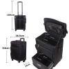 Makeup Train Case Drawer Canvas Vanity Case, Beauty Makeup Train Case Travel Trolley Cosmetic Bag Rolling Organizer Vanity Box, Professional Make up with Drawers, Luggage Suitcase for Hairdresser view 2