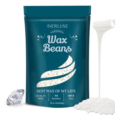 EVERLUXE Wax Beads, 1LB Hard Wax Beans for Hair Removal Sensitive Skin, Hard Wax Perfect for Full Body, Brazilian Hard Wax Beads for Bikini waxing