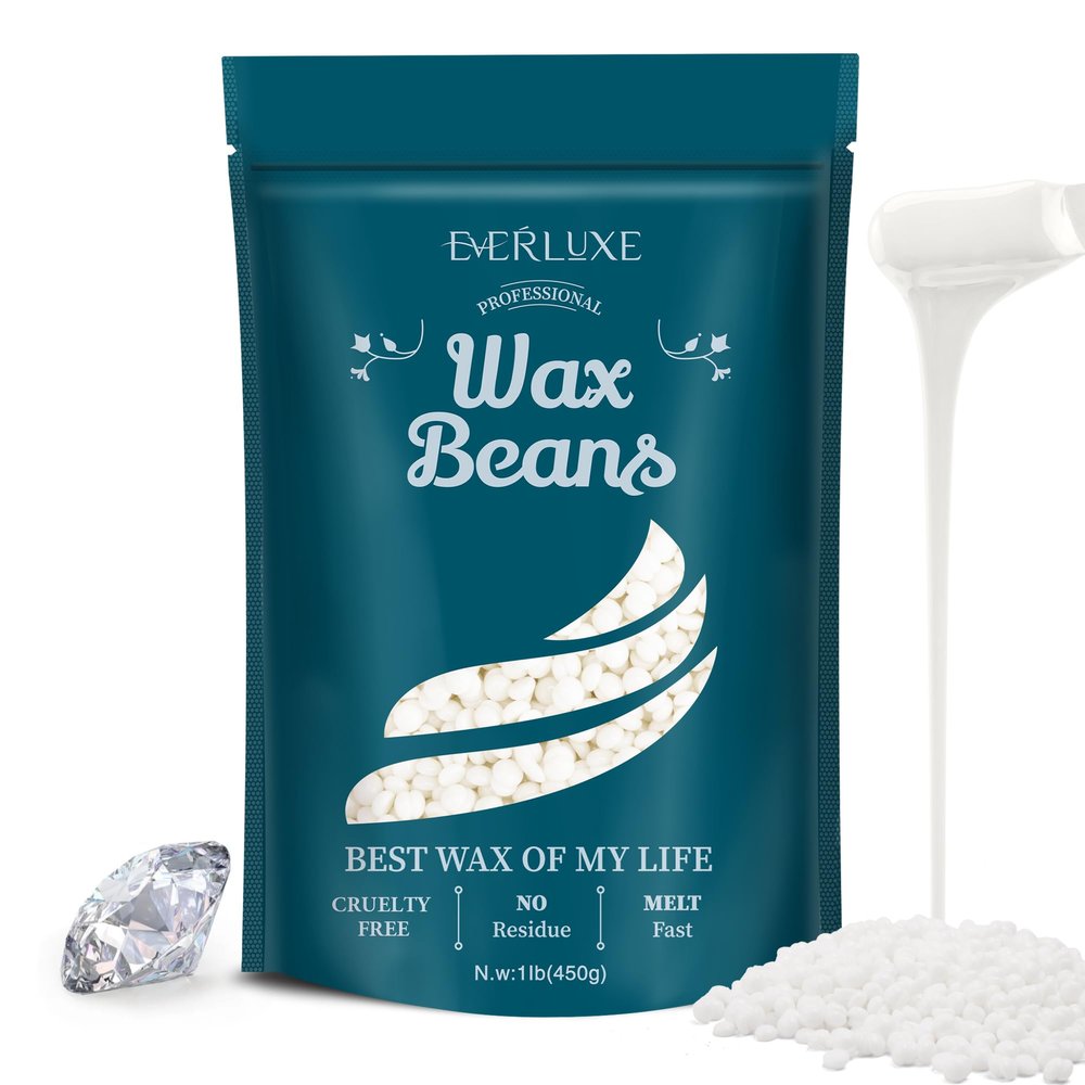 EVERLUXE Wax Beads, 1LB Hard Wax Beans for Hair Removal Sensitive Skin, Hard Wax Perfect for Full Body, Brazilian Hard Wax Beads for Bikini waxing