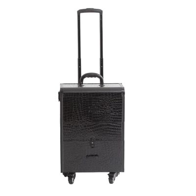 LaYaQbin Makeup Train Case Aluminium Make Up Case, Rolling Makeup Train Case, Large Storage Professional Cosmetic Trolley Makeup Travel CaseRolling Makeup Train Case with Drawers(Black 2)