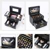 LaYaQbin Makeup Train Case Makeup Bag Cosmetic Case Portable Travel Makeup Train Case Beauty Box, with Mirror, Manicure Case, for Nail(Black With Mirror) view 4