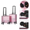 Makeup Train Case Beauty Trolley Case, Cosmetic Train Case Beauty Cosmetic Tools Box Portable Train Case for Travel,Beauty Makeup Train Case Travel Trolley Cosmetic Bag Rolling Organizer Vanity Box, view 3