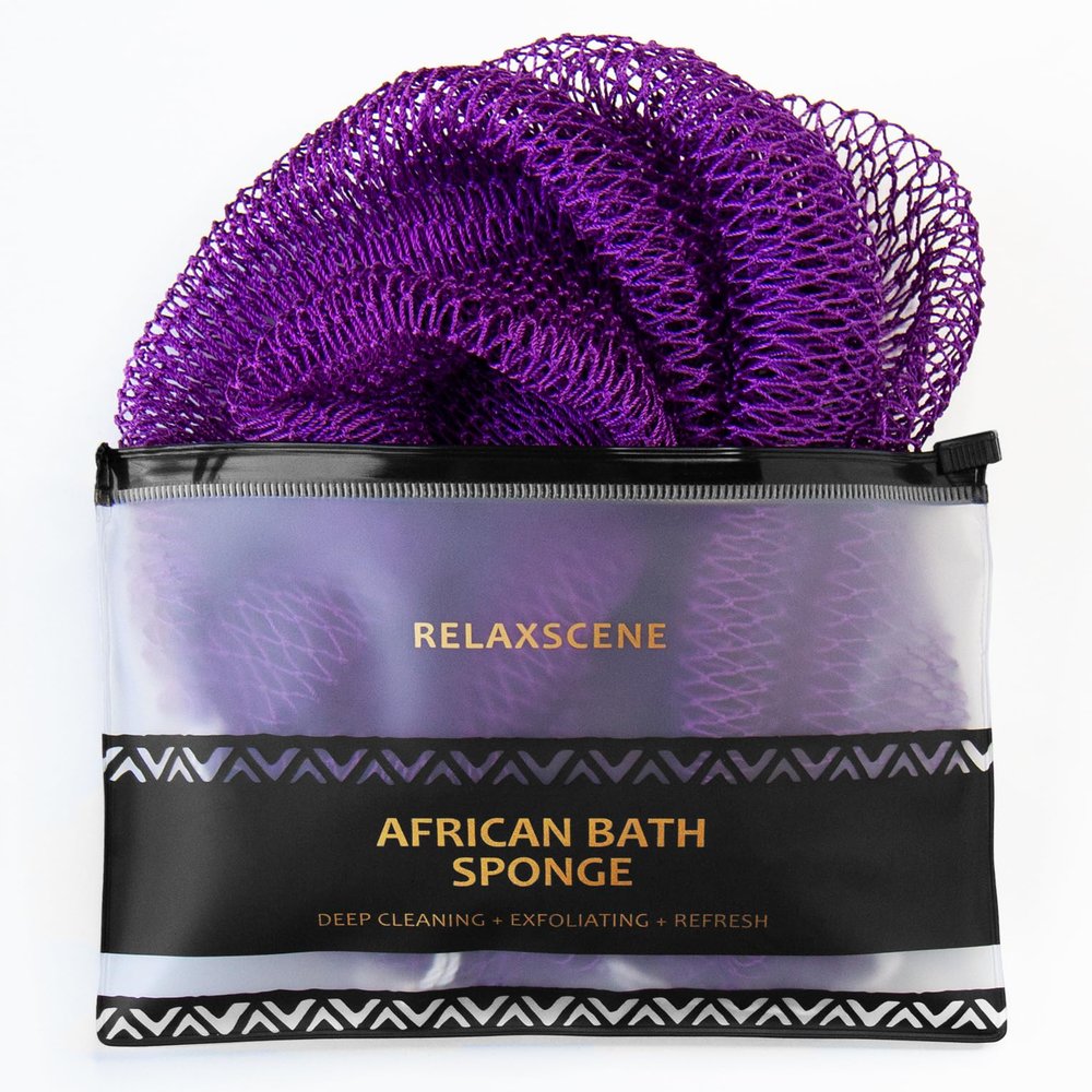 African Net Sponge Authentic - Real African Exfoliating Body Scrubber Sponge with Knots - African Net Shower Washcloths for Exfoliator - Body Care Bathing Accessories