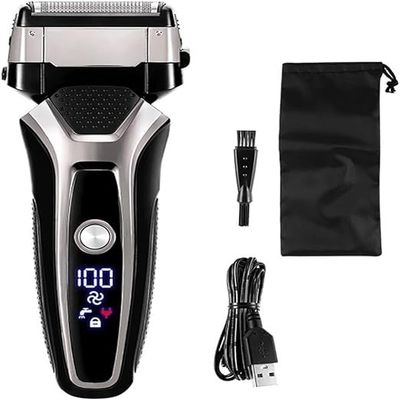 Lsrwhnyy Men's Shaver, USB Rechargeable Electric Shaver Stainless Steel Shaving Machine for Men 3D Triple Floating Blade Razor Shaver Barber Electric