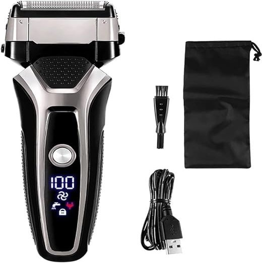Lsrwhnyy Men's Shaver, USB Rechargeable Electric Shaver Stainless Steel Shaving Machine for Men 3D Triple Floating Blade Razor Shaver Barber Electric