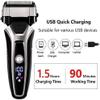 Lsrwhnyy Men's Shaver, USB Rechargeable Electric Shaver Stainless Steel Shaving Machine for Men 3D Triple Floating Blade Razor Shaver Barber Electric view 4