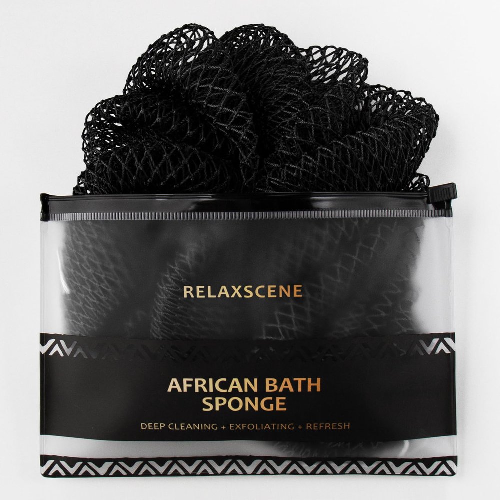 African Net Sponge Authentic - Exfoliating Back Scrub Bath Sponge with Knots - Afro Scrub Body Scrubber Exfoliator Washcloth - African Body Care Daily Use Shower Essentials