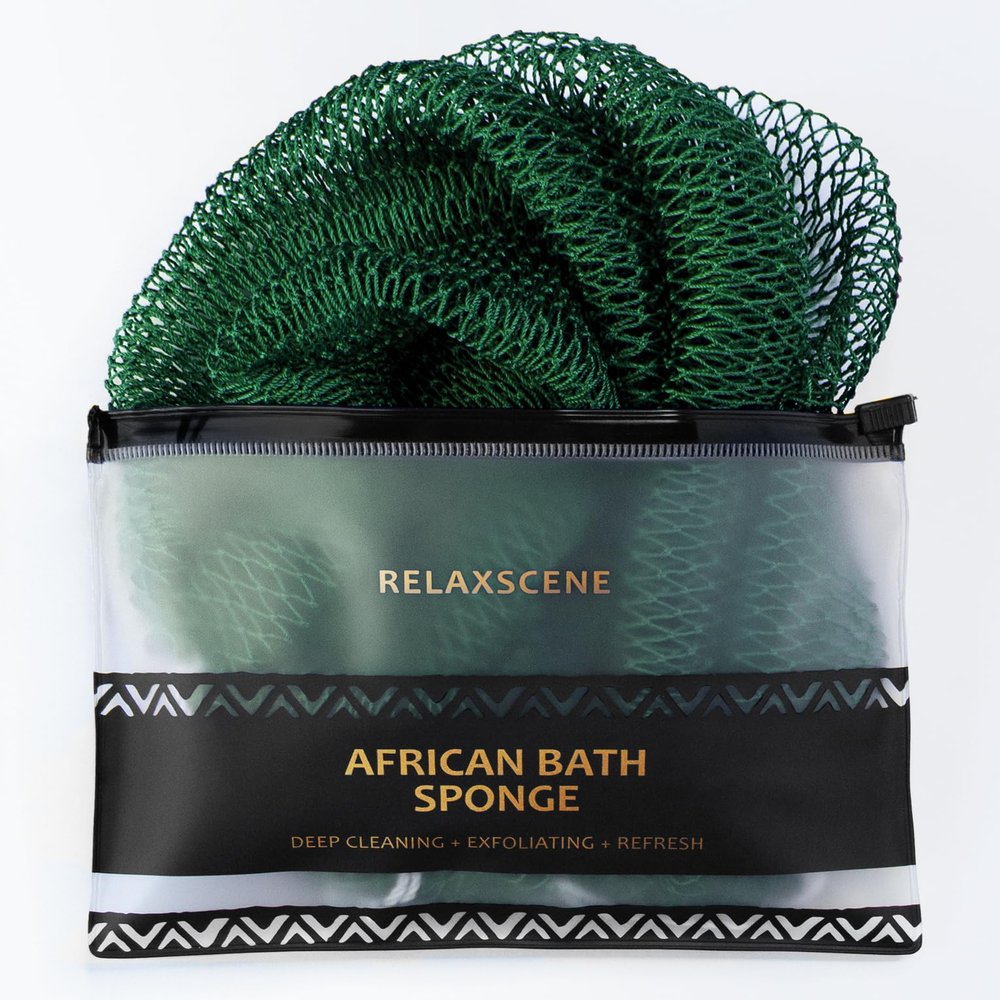 African Net Sponge Authentic - Real African Exfoliating Sponge with Knots - African Net Washcloths for Body Scrubber Exfoliator - Back Scrub for Shower