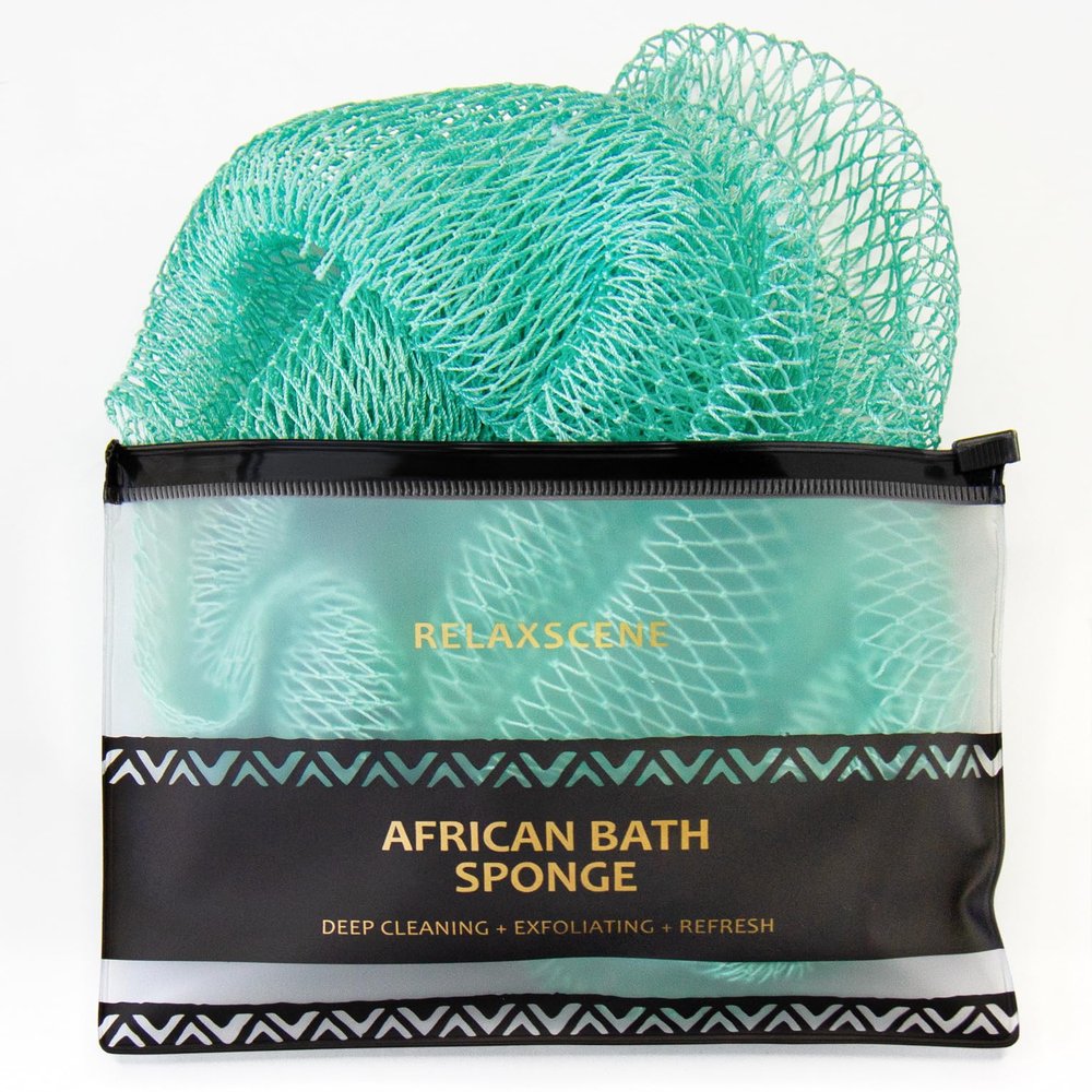 African Net Sponge Authentic - Real African Exfoliating Sponge with Knots - African Net Washcloths for Body Scrubber Exfoliator - Back Scrub for Shower