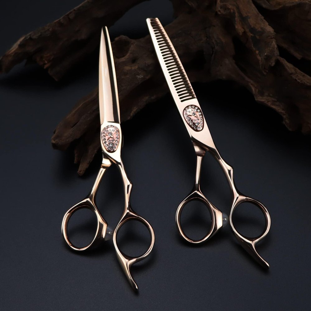 6 Inch Professional Rose Gold Barber Scissors, Sharp Hair Cutting Shears for Stylists, Durable Hairdressing Scissors with Ergonomic Handle for Salon & Home Use