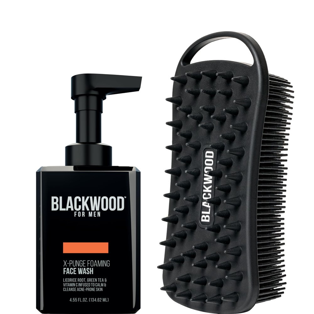 Blackwood For Men X-Punge Foaming Face Wash (4.55 oz) with Double Duty Beard & Body Scrubber